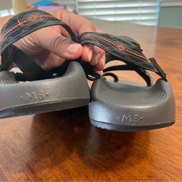 Chaco Black and Orange Strappy Sandals size men’s 8